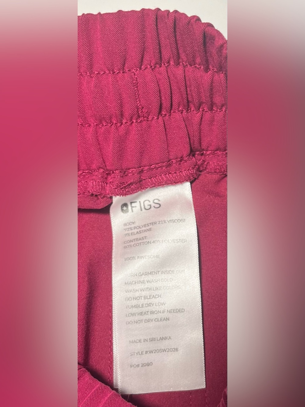 🩷FIGS Zamora High-Waisted Jogger Scrub Pants. Color-Dark Magenta. Size-XS. EUC - Picture 10 of 12